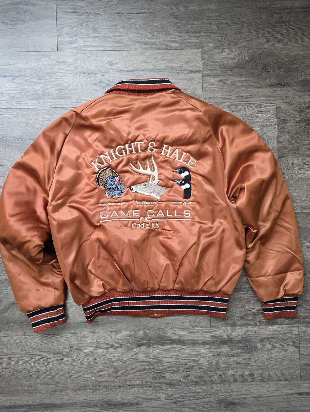 Knight & Hale Game Calls Vintage Embroidered Silky Varsity Jacket